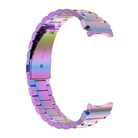 Pasek ze stali nierdzewnej Bizon Strap Watch Aura do Galaxy Watch FE/7/6/6 Classic/5/5 Pro/4/4 Classic, tęczowy