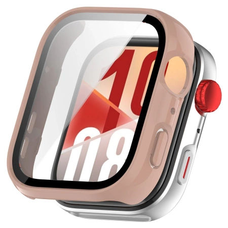 Etui ze szkłem do zegarka Bizon Case Watch Adamo do Huawei Watch Fit 4, różowe