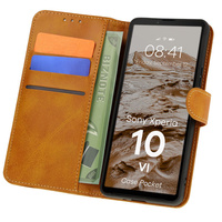Etui z klapką Bizon Case Pocket do Sony Xperia 10 VI, brązowe