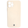 Etui silikonowe z pierścieniem magnetycznym Bizon Case Silicone Magnetic do iPhone 12 Pro Max, beżowe