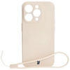 Etui silikonowe z pierścieniem magnetycznym Bizon Case Silicone Magnetic do iPhone 15 Pro, beżowe