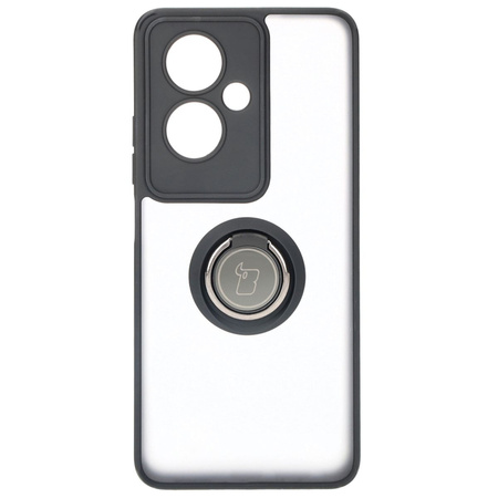 Etui z uchwytem na palec Bizon Case Hybrid Ring do Oppo A79 5G, przydymione z czarną ramką