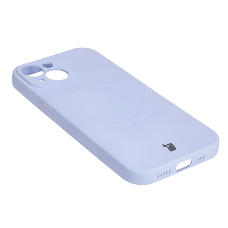 Etui silikonowe z pierścieniem magnetycznym Bizon Case Silicone Magnetic do iPhone 15, jasnofioletowe