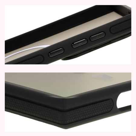 Etui z podstawką i pierścieniem magnetycznym Bizon Case Eclipse do Galaxy S24 Ultra, przydymione z czarną ramką