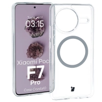 Etui z pierścieniem magnetycznym Bizon Case CrystalO do Xiaomi POCO F7 Pro, przezroczyste