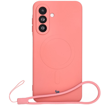 Silikonowe etui z pierścieniem magnetycznym Bizon Case Silicone Magnetic Sq do Galaxy A26 5G, brudnoróżowe