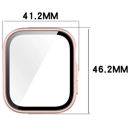 Etui ze szkłem do zegarka Bizon Case Watch Adamo do Huawei Watch Fit 4, satynowo różowe