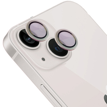 Szkło na aparat z aplikatorem Bizon Glass Snap Lens do iPhone 13/13 Mini, 1 zestaw, srebrna ramka