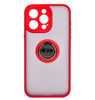 Etui z uchwytem na palec Bizon Case Hybrid Ring do iPhone 15 Pro Max, przydymione z czerwoną ramką