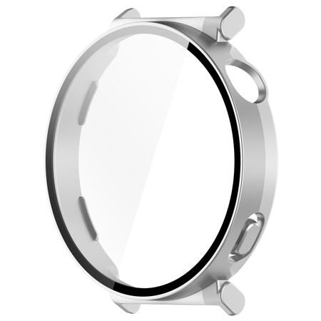 Etui ze szkłem do zegarka Bizon Case+Glass Watch do Huawei Watch GT 5 41 mm, satynowo srebrne