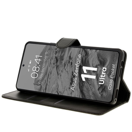 Etui z klapką Bizon Case Pocket do Asus Zenfone 11 Ultra, czarne