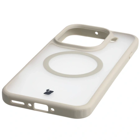 Etui z pierścieniem magnetycznym Bizon Case MatteO do Oppo Find X9 Pro, przydymione-beżowe