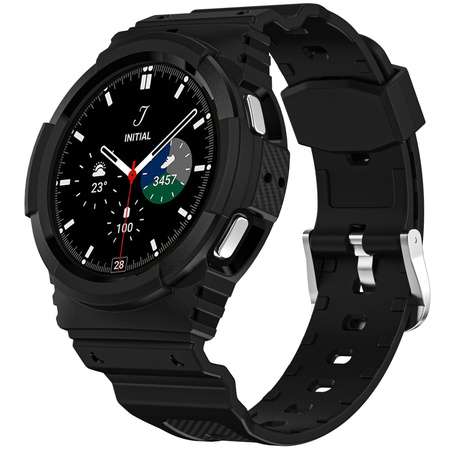 Etui z paskiem Bizon Strap + Case Watch Action do Samsung Galaxy Watch 4 / 5 44 mm, czarne