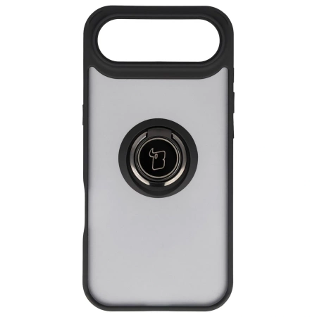 Etui z uchwytem na palec Bizon Case Hybrid Ring do iPhone Air, przydymione z czarną ramką