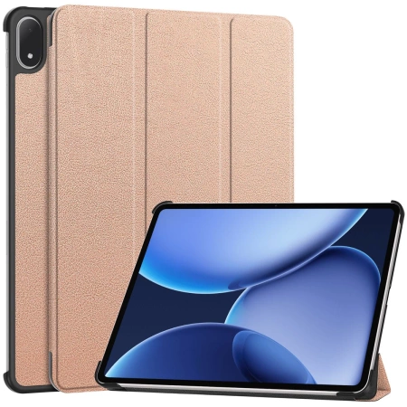 Etui z klapką Bizon Case Tab Croc do OnePlus Pad 3 / 2 Pro / OPPO Pad 4 / 4 Pro, różowozłote