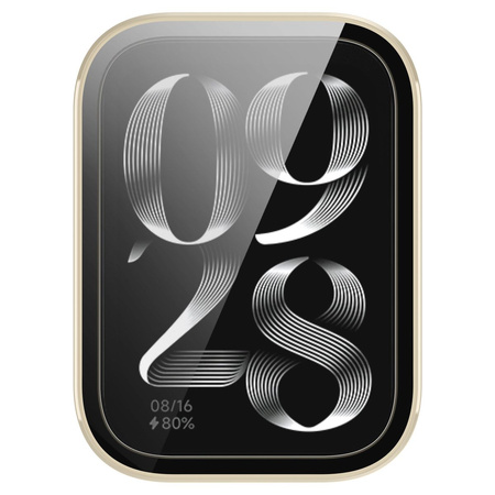Etui ze szkłem do zegarka Bizon Case+Glass Watch do Xiaomi Mi Smart Band 9 Pro, beżowe