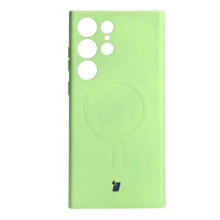 Etui silikonowe z pierścieniem magnetycznym Bizon Case Silicone Magnetic do Galaxy S23 Ultra, jasnozielone