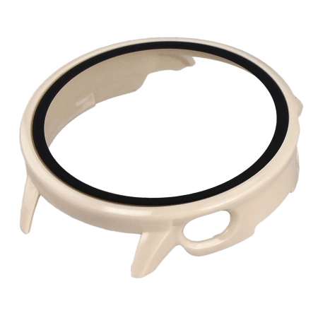 Etui ze szkłem do zegarka Bizon Case Watch Adamo do OnePlus Watch 3 43 mm, beżowe