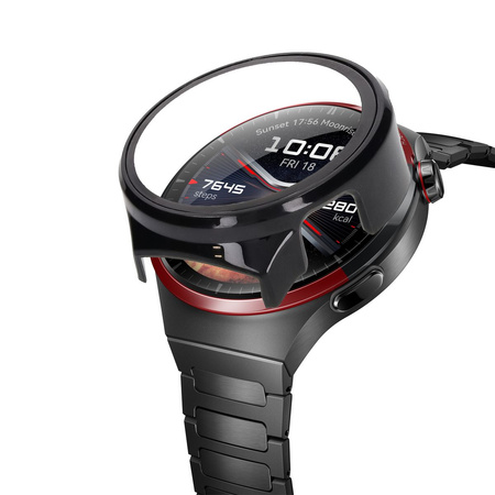 Etui ze szkłem do zegarka Bizon Case Watch Adamo do Huawei Watch 4 Pro Space Edition, czarne