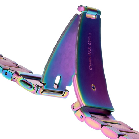 Pasek ze stali nierdzewnej Bizon Strap Watch Aura do Galaxy Watch FE/7/6/6 Classic/5/5 Pro/4/4 Classic, tęczowy