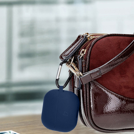 Silikonowe etui z karabińczykiem Bizon Case Headphone Silicone do Galaxy Buds 3/3 Pro, ciemnoniebieskie