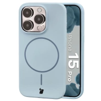 Silikonowe etui z pierścieniem magnetycznym Bizon Soft Case Magnetic do iPhone 15 Pro, błękitne