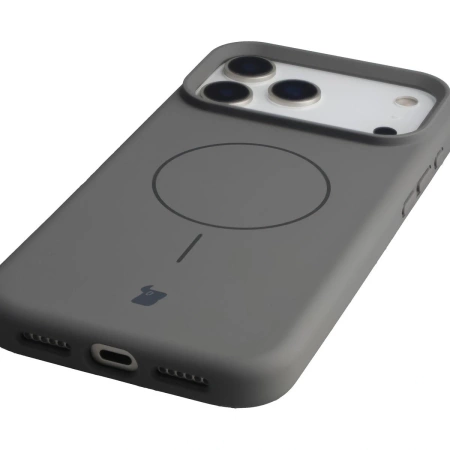 Silikonowe etui z pierścieniem magnetycznym Bizon Soft Case Magnetic do iPhone 17 Pro Max, grafitowe
