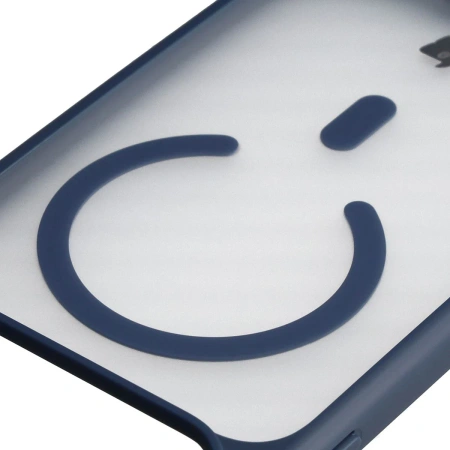 Etui z pierścieniem magnetycznym + szkło hartowane Bizon MatteO Pack do iPhone 17 Pro Max, przydymione-granatowe