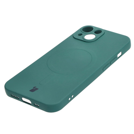 Etui silikonowe z pierścieniem magnetycznym Bizon Case Silicone Magnetic do iPhone 14, ciemnozielone