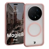 Etui z pierścieniem magnetycznym Bizon Case MatteO do Honor Magic8 Pro, przydymione-jasnoróżowe