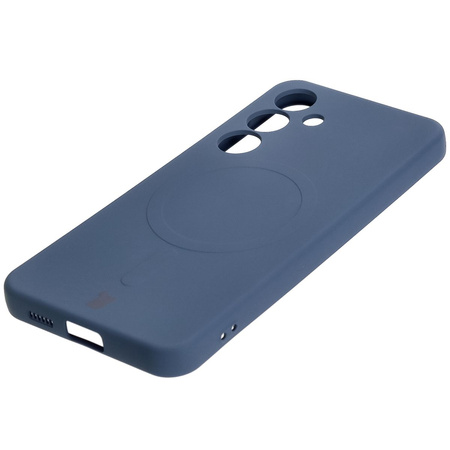 Silikonowe etui z pierścieniem magnetycznym Bizon Case Silicone Magnetic do Galaxy S25 / Galaxy S24, granatowe