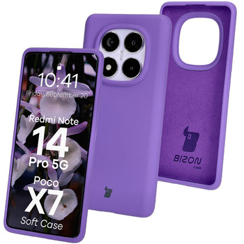 Silikonowe etui Bizon Soft Case do Xiaomi Redmi Note 14 Pro 5G / Poco X7, fioletowe