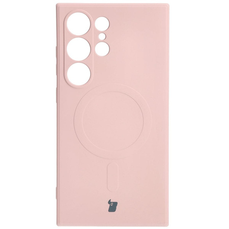 Etui Bizon Case Silicone Magnetic Sq do Galaxy S24 Ultra, jasnoróżowe