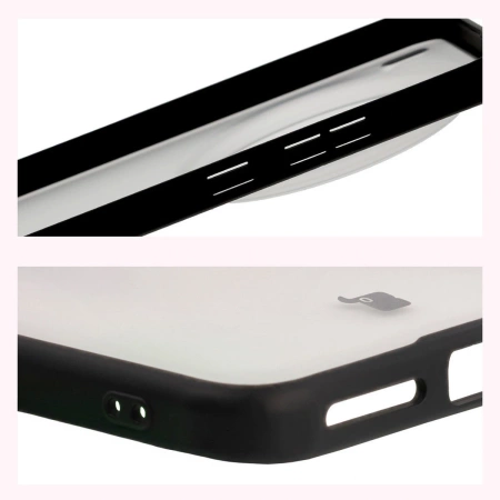 Etui Bizon Case Angelo do Vivo X200 Pro, półprzezroczyste z czarną ramką