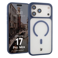 Etui z pierścieniem magnetycznym Bizon Case MatteO do iPhone 17 Pro Max, przydymione-granatowe