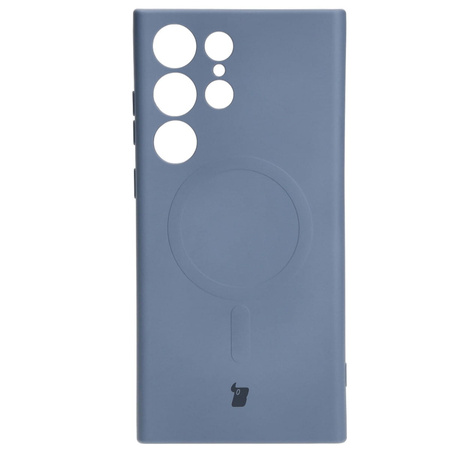 Etui silikonowe z pierścieniem magnetycznym Bizon Case Silicone Magnetic do Galaxy S23 Ultra, szare