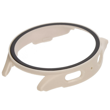 Etui ze szkłem do zegarka Bizon Case Watch Adamo do Galaxy Watch 7 44 mm, beżowe