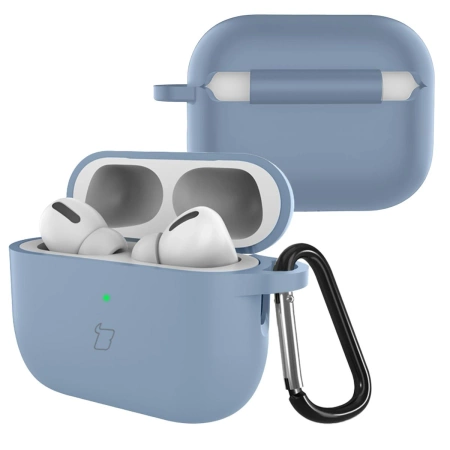 Silikonowe etui z karabińczykiem Bizon Case Headphone Silicone do AirPods Pro 3, szarobłękitne