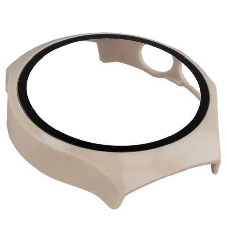 Etui ze szkłem do zegarka Bizon Case Watch Adamo do Huawei Watch 5 46 mm, beżowe