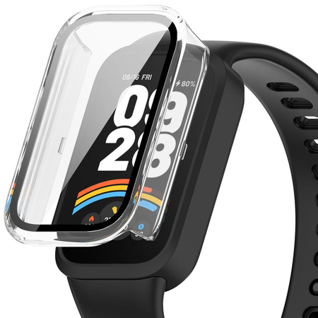 Etui ze szkłem do zegarka Bizon Case+Glass Watch do Xiaomi Smart Band 9 Active / Redmi Band 3, przezroczyste