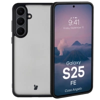 Etui Bizon Case Angelo do Galaxy S25 FE, przydymione z czarną ramką