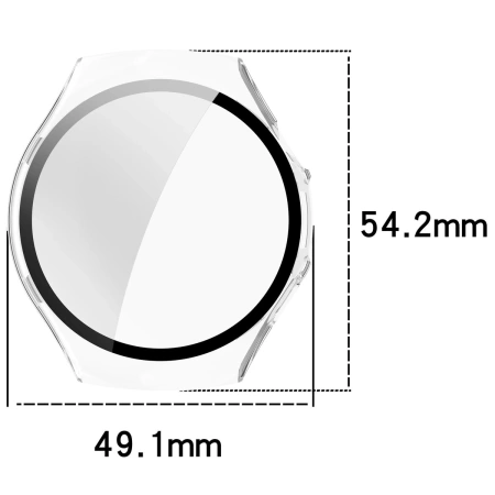 Etui ze szkłem do zegarka Bizon Case Watch Adamo do Huawei Watch 5 46 mm, przeźroczyste