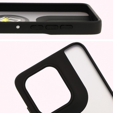 Etui z uchwytem na palec Bizon Case Hybrid Ring do Motorola Edge 50 Neo, przydymione z czarną ramką