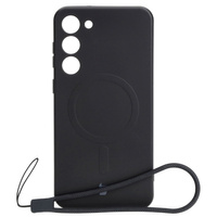 Etui silikonowe z pierścieniem magnetycznym Bizon Case Silicone Magnetic do Galaxy S23 Plus, czarne
