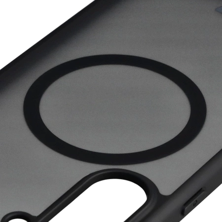 Etui z pierścieniem magnetycznym Bizon Case MatteO do Galaxy S25 FE, przydymione-czarne