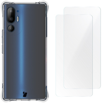 Elastyczne etui + 2x folia na ekran Bizon Case Clear Pack do HTC U24 Pro, przezroczyste