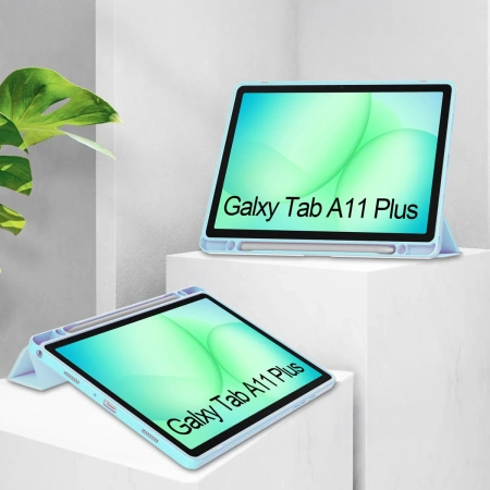 Etui z klapką Bizon Case Tab Clear Matt do Galaxy Tab A11 Plus / A9 Plus, błękitne