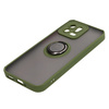 Etui z uchwytem na palec Bizon Case Hybrid Ring do Xiaomi 13, przydymione z zieloną ramką