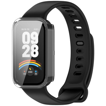 Etui ze szkłem do zegarka Bizon Case Watch Adamo do Xiaomi Smart Band 9 Active / Redmi Band 3, przezroczyste