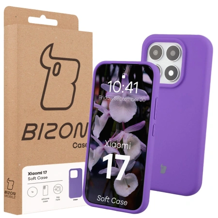 Silikonowe etui Bizon Soft Case do Xiaomi 17, fioletowe